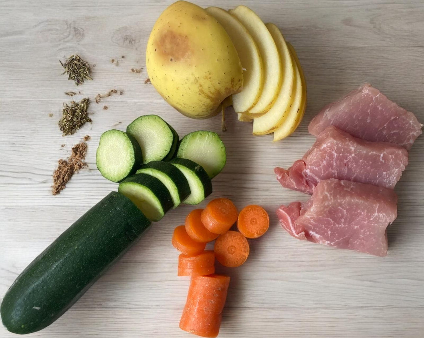 Crocchette Maiale, Zucchine, Mele